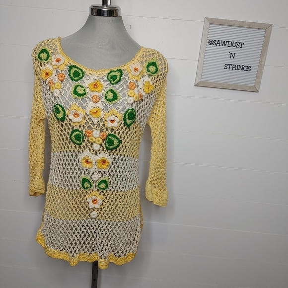 ADORABLE crochet floral swim cover/top S/M - Picture 3 of 13